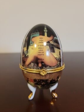 Karaduman Turkish Decorative Gold-Trimmed Porcelain Egg Trinket Box